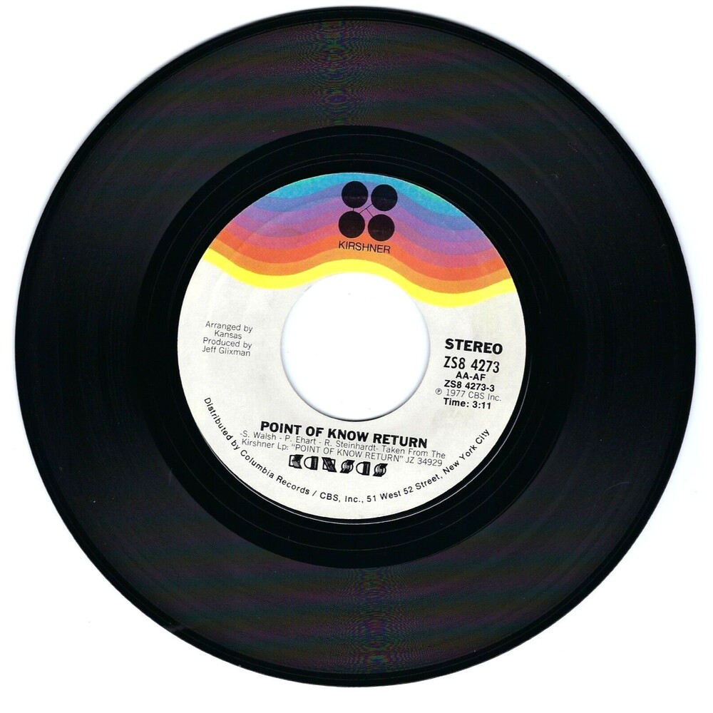 Kansas 45 RPM - Point Of Know Return / Closet Chronicles - Kirshner EX Rock